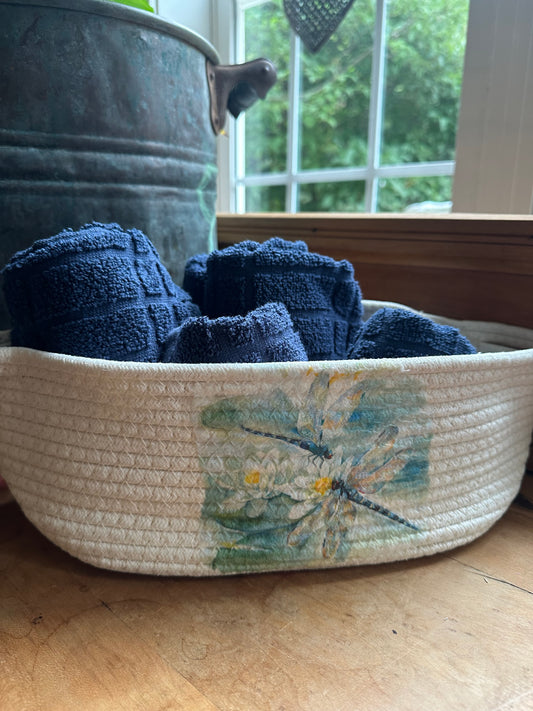 Cotton Woven Basket Decoupaged