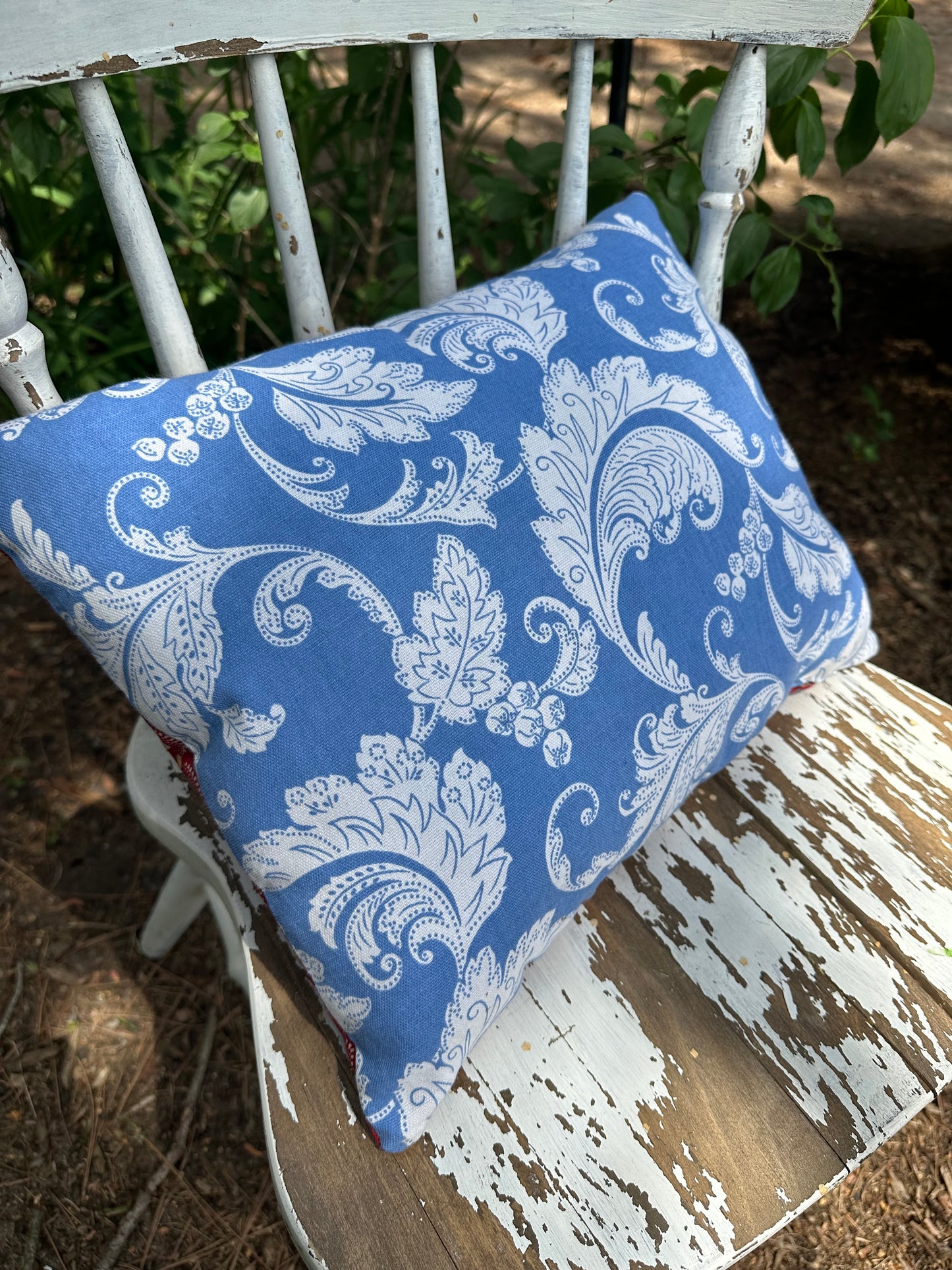Patriotic RWB Floral Pillow