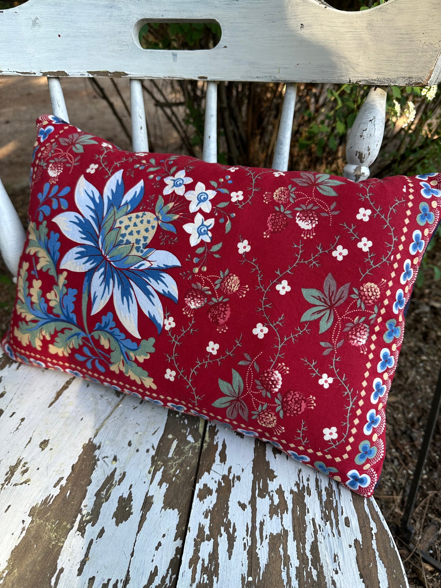 Patriotic RWB Floral Pillow