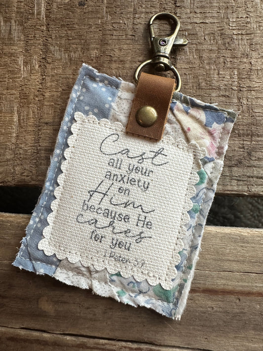 Cast All Your Anxiety on Him | Vintage Quilt Bag Tag