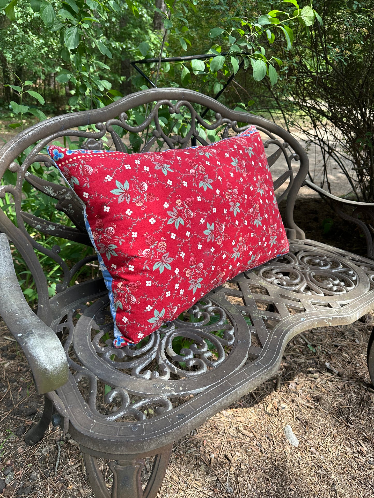 Patriotic RWB Floral Pillow LARGE