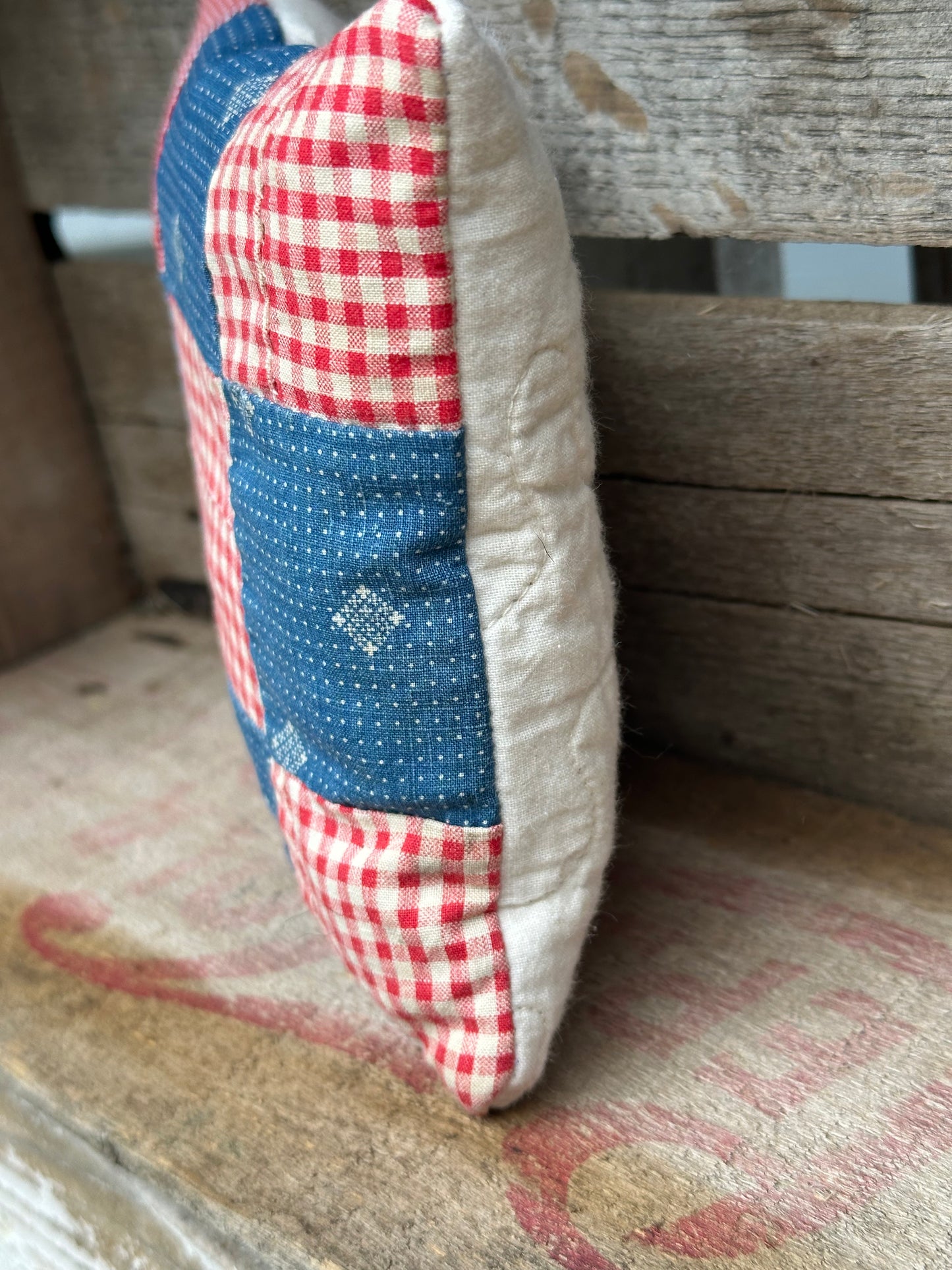 VERY OLD Cutter Quilt Shelf Pillow
