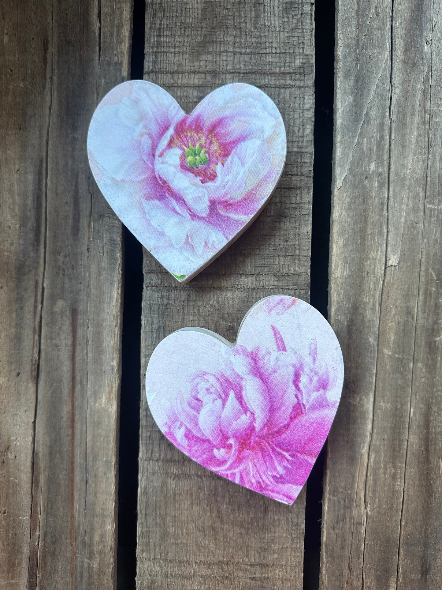 Wood Heart Shelf Sitter Set