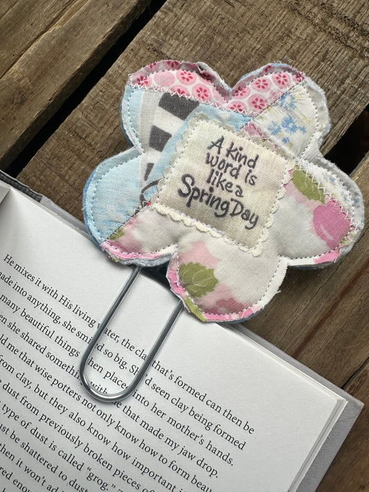 Flower Clip + Patch Bookmark