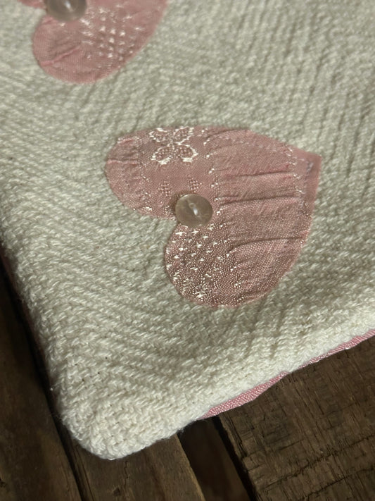 Blanket Pillow with Hearts + Vintage Buttons (see note)