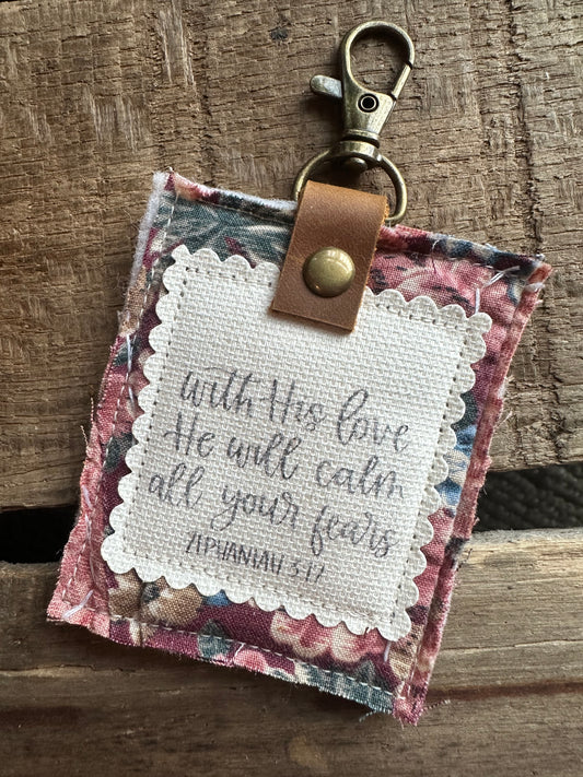 With His Love He Will Calm All Your Fears | Vintage Quilt Bag Tag