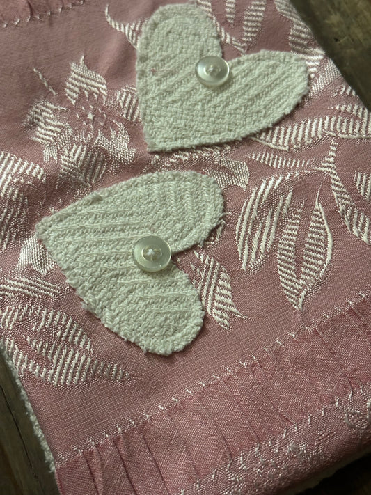 Blanket Pillow with Hearts + Vintage Buttons (see note)