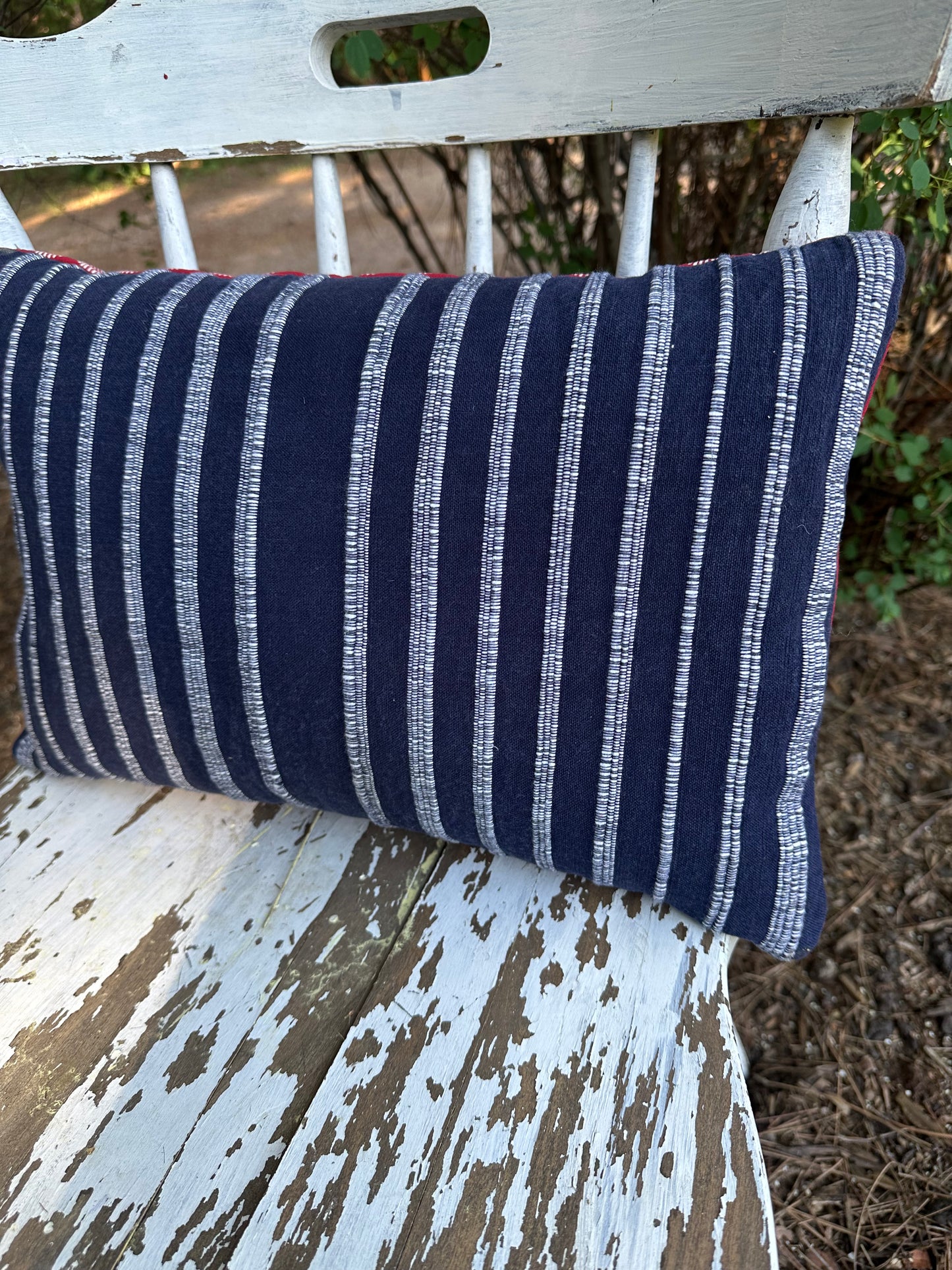 Patriotic RWB Floral Pillow