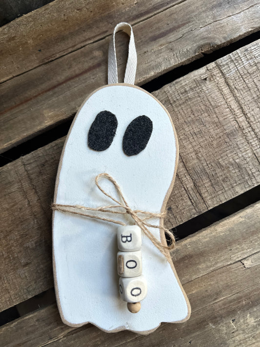 Ghost Wood Hanger or Sitter—BOO