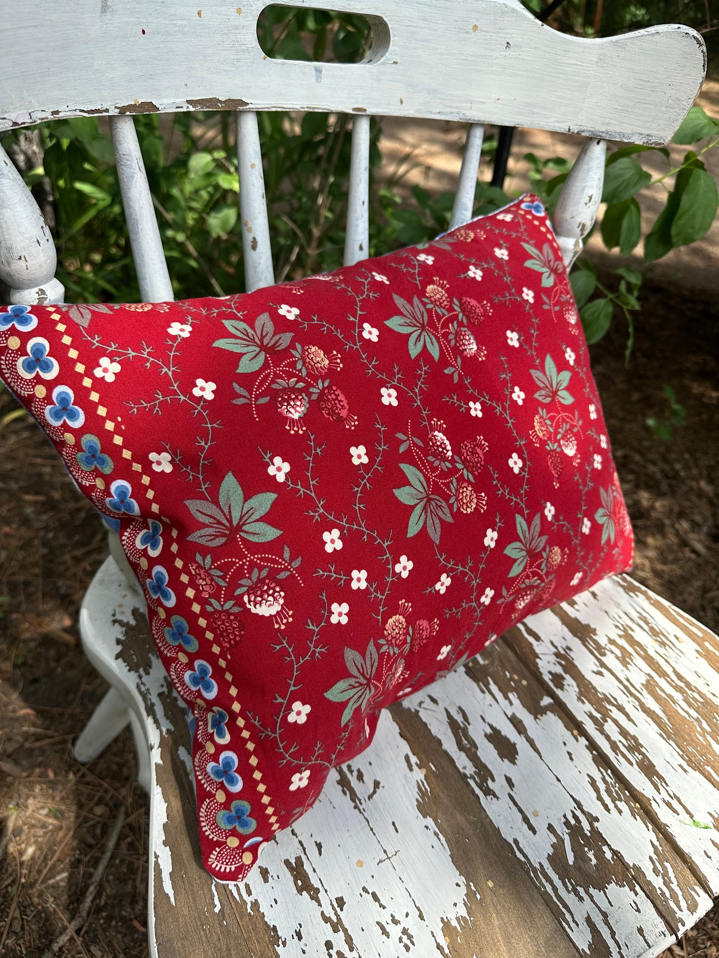 Patriotic RWB Floral Pillow