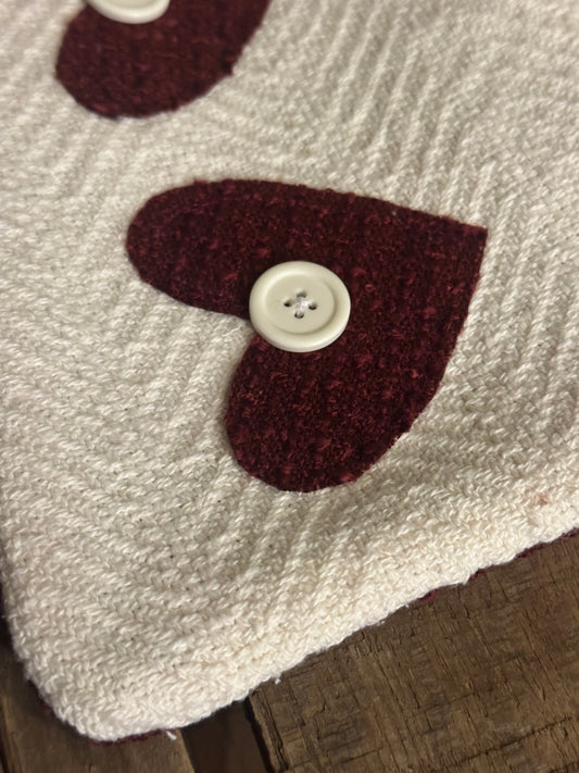 Blanket Pillow with Hearts + Vintage Buttons (see note)