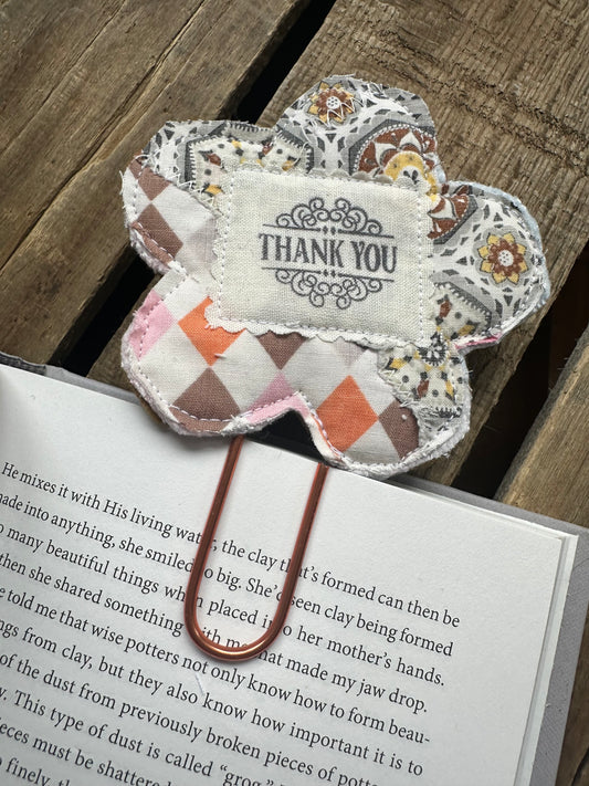 Flower Clip + Patch Bookmark