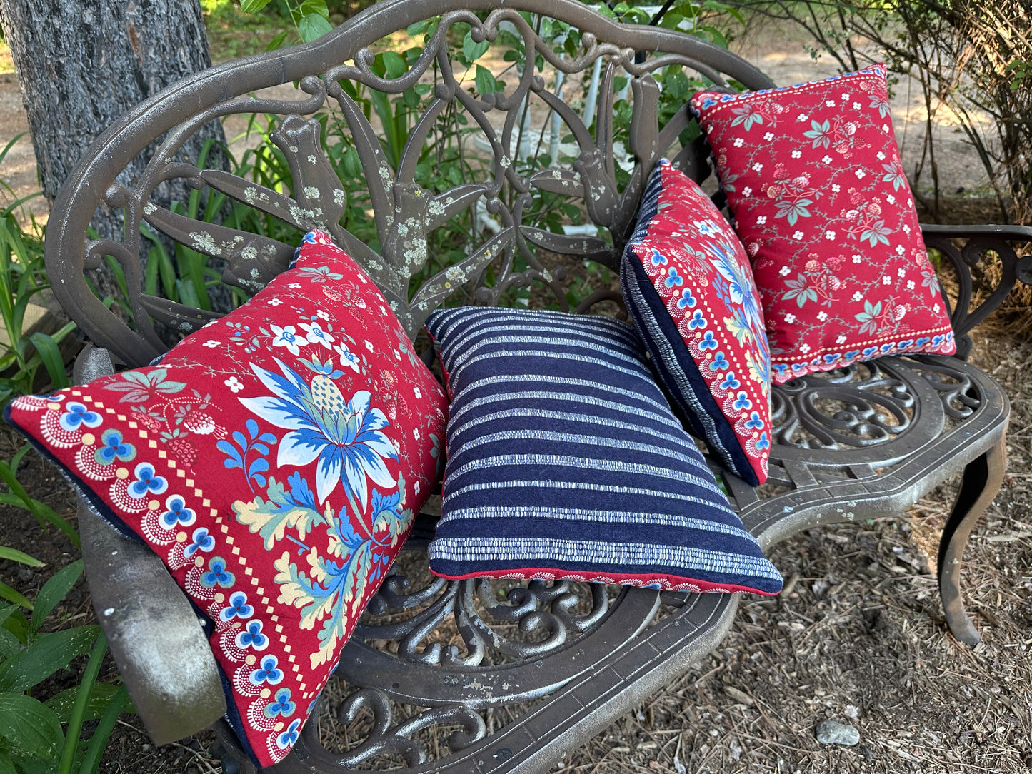 Patriotic RWB Floral Pillow
