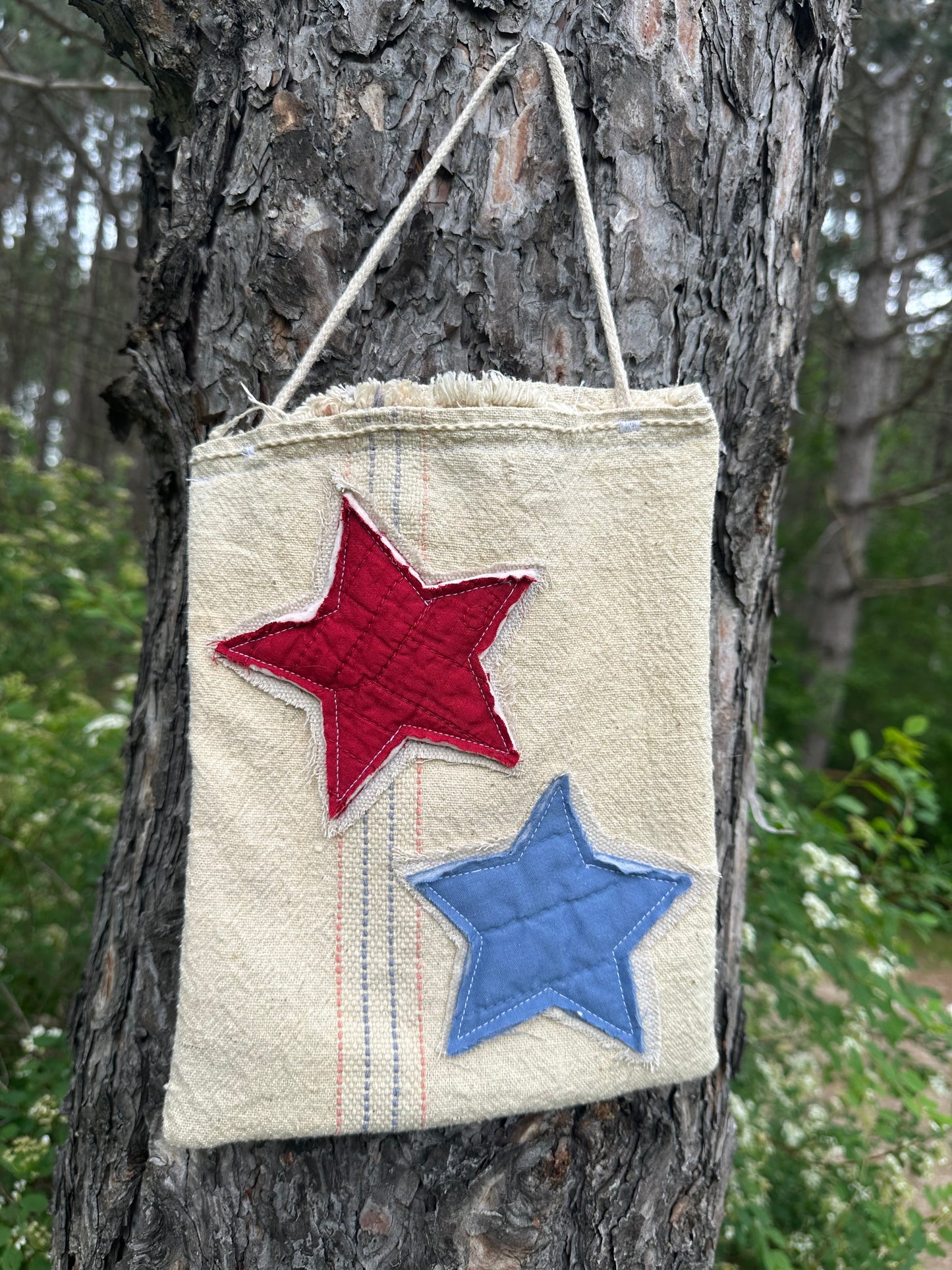 Patriotic ANTIQUE Grain Sack Hanger