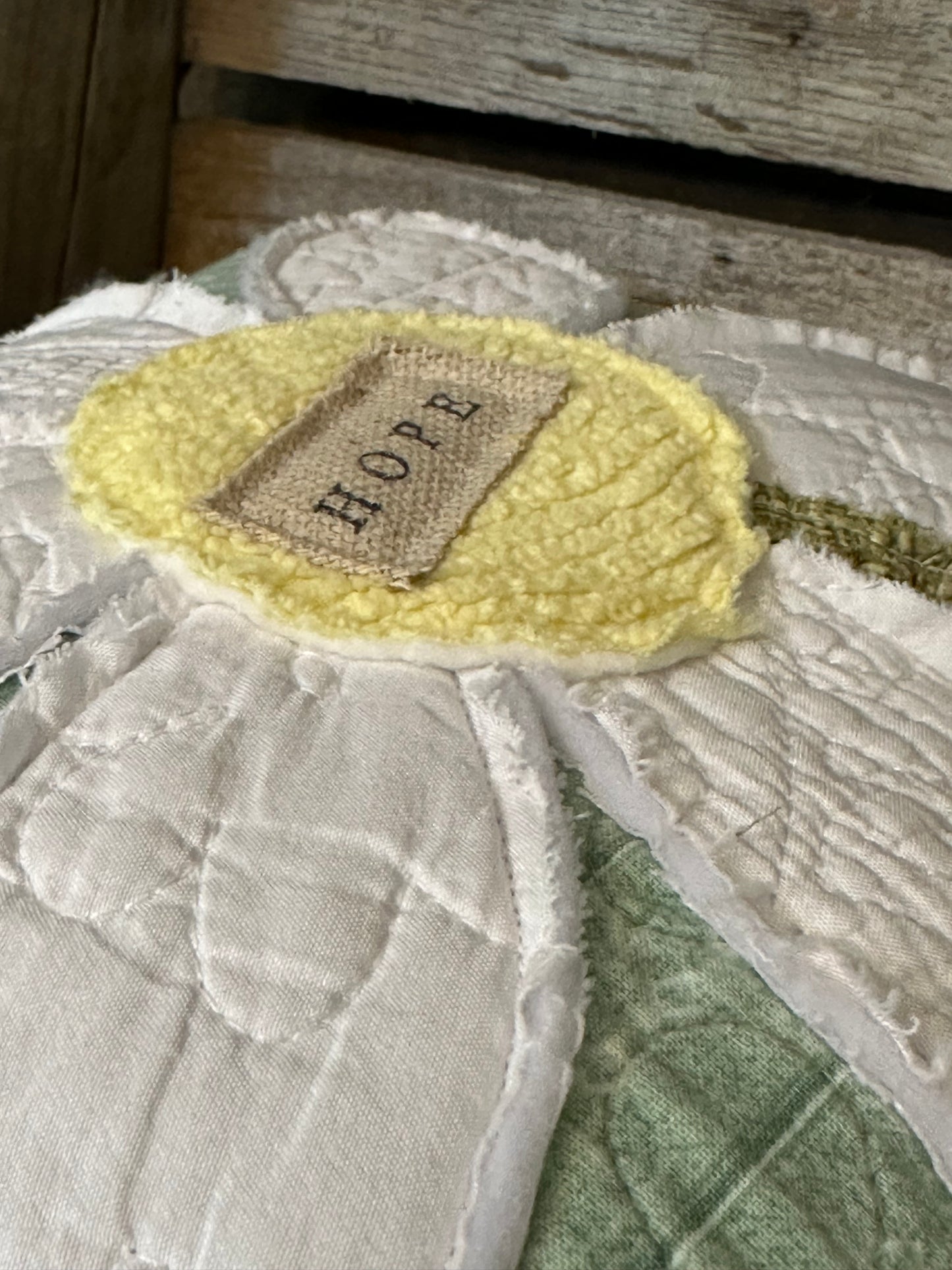 Daisy HOPE Vintage Chenille, Quilt & Linen Pillow FINISHED EDGES