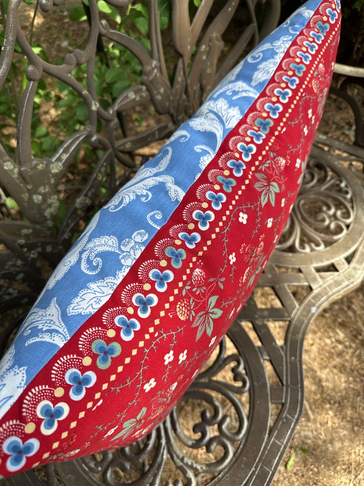Patriotic RWB Floral Pillow LARGE