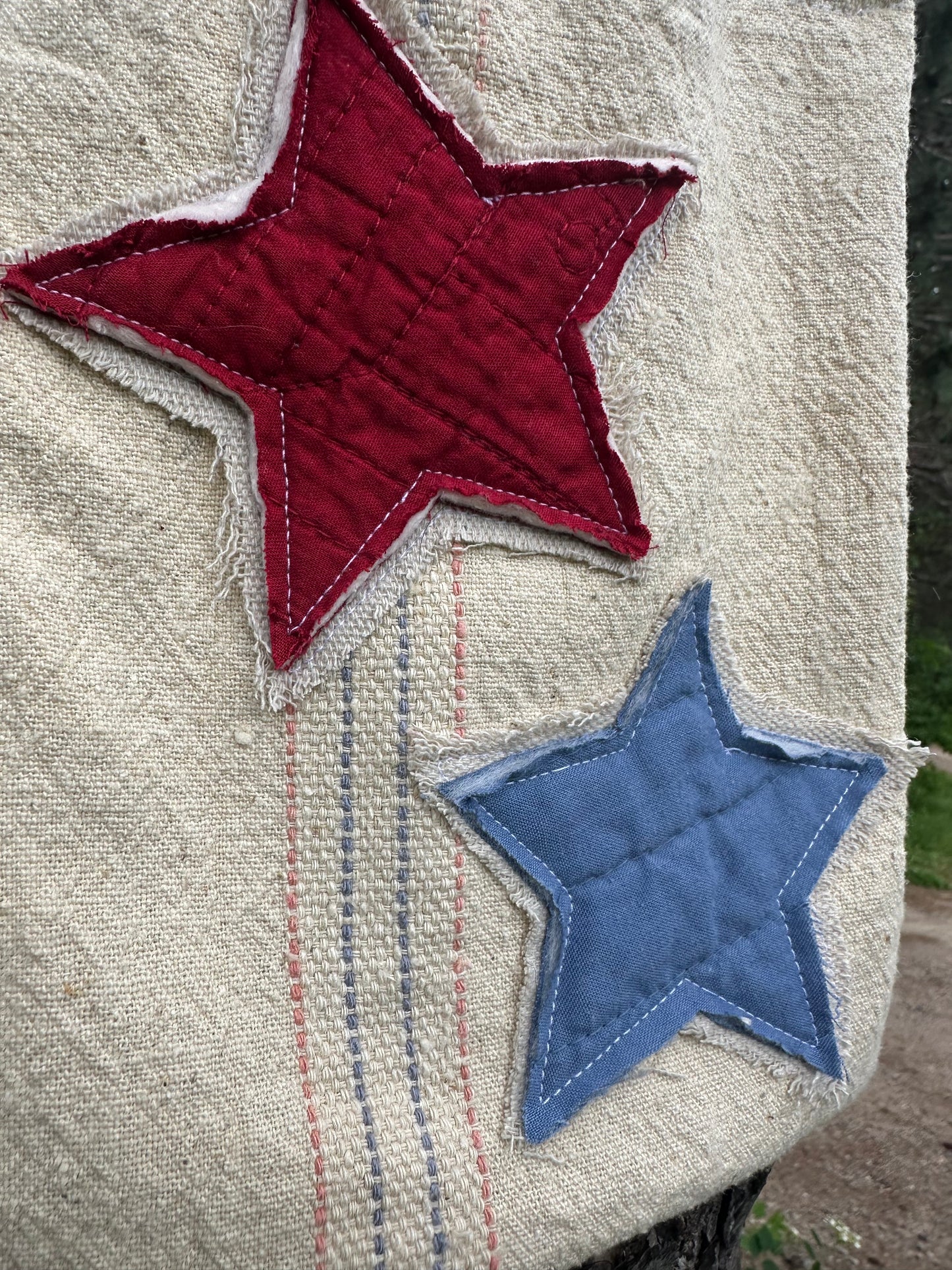 Patriotic ANTIQUE Grain Sack Hanger