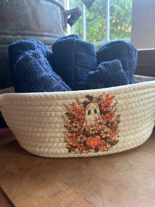 Cotton Woven Basket Decoupaged Fall