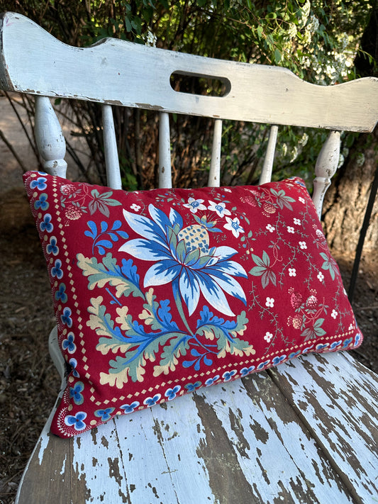 Patriotic RWB Floral Pillow