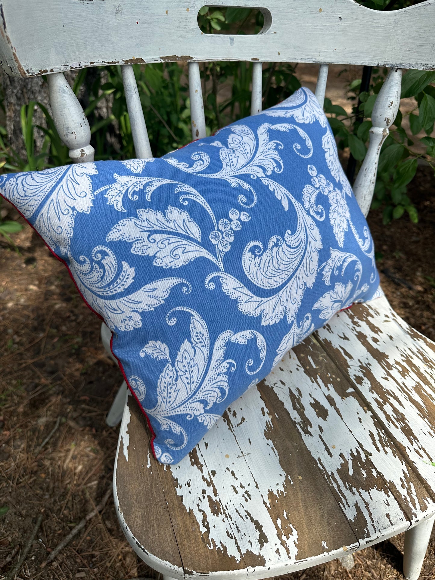 Patriotic RWB Floral Pillow
