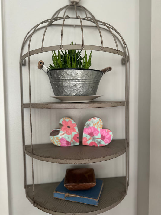 Wood Heart Shelf Sitter Set