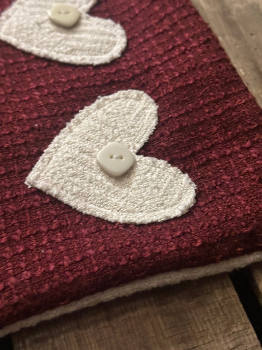 Blanket Pillow with Hearts + Vintage Buttons (see note)