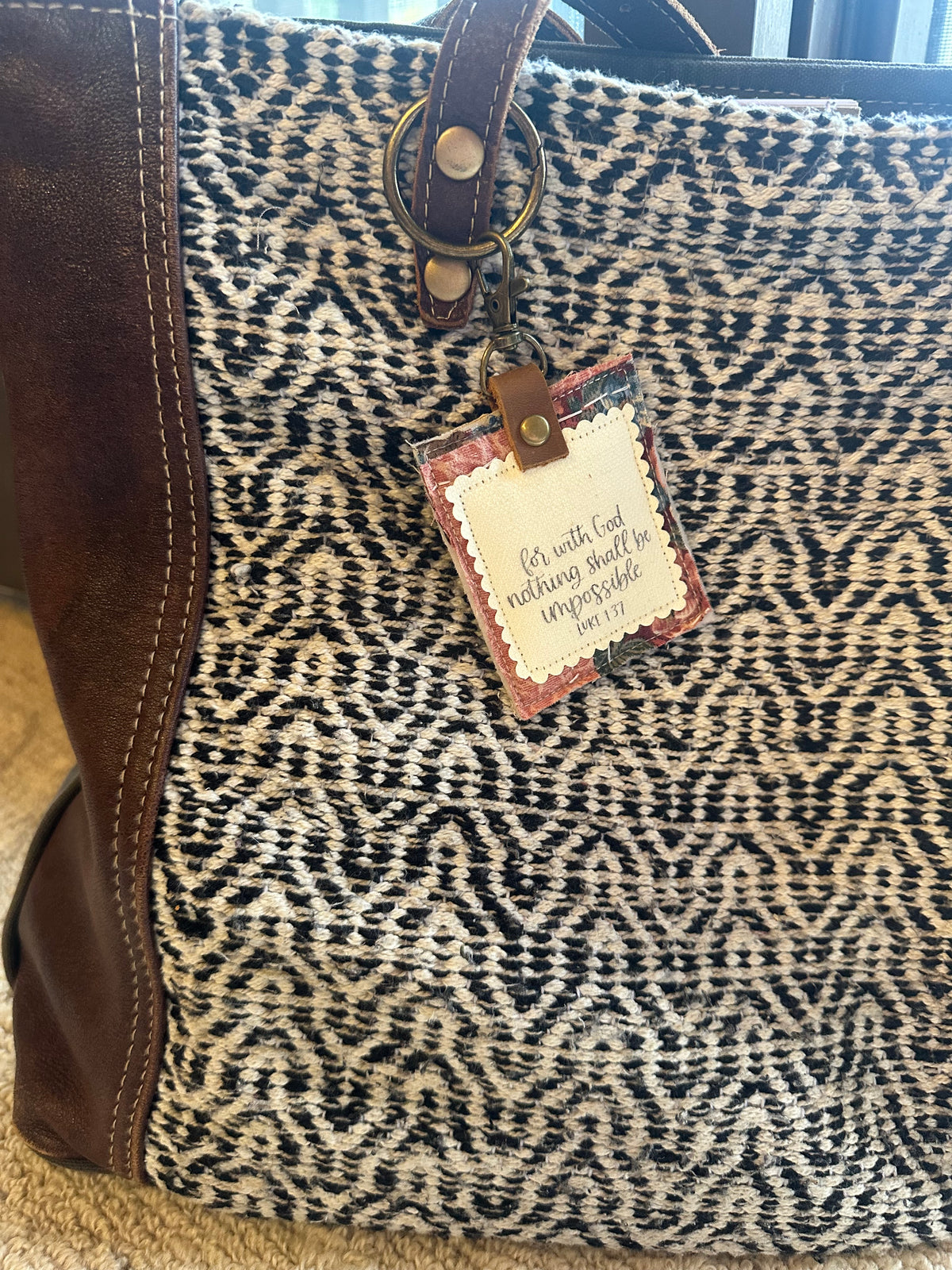 For With God Nothing Shall Be Impossible | Vintage Quilt Bag Tag