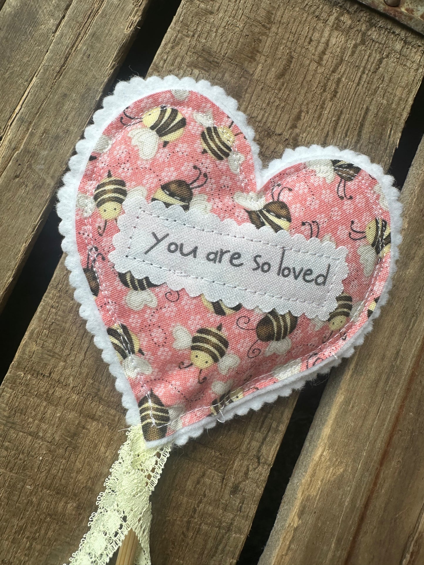 Fun YOU ARE SO LOVED Stuffed Heart pick