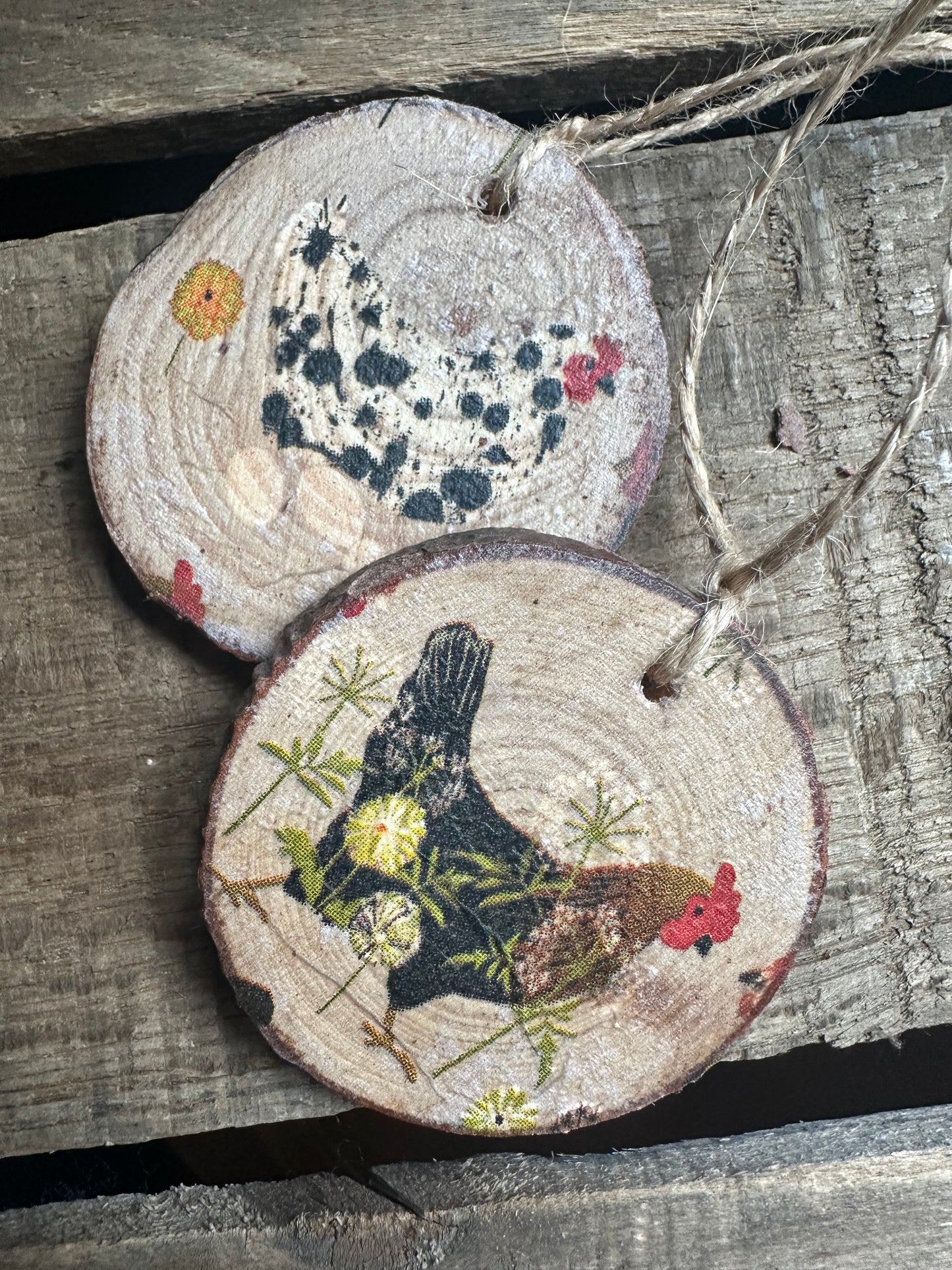 Ornament SET: 2 small Chicken Ornaments