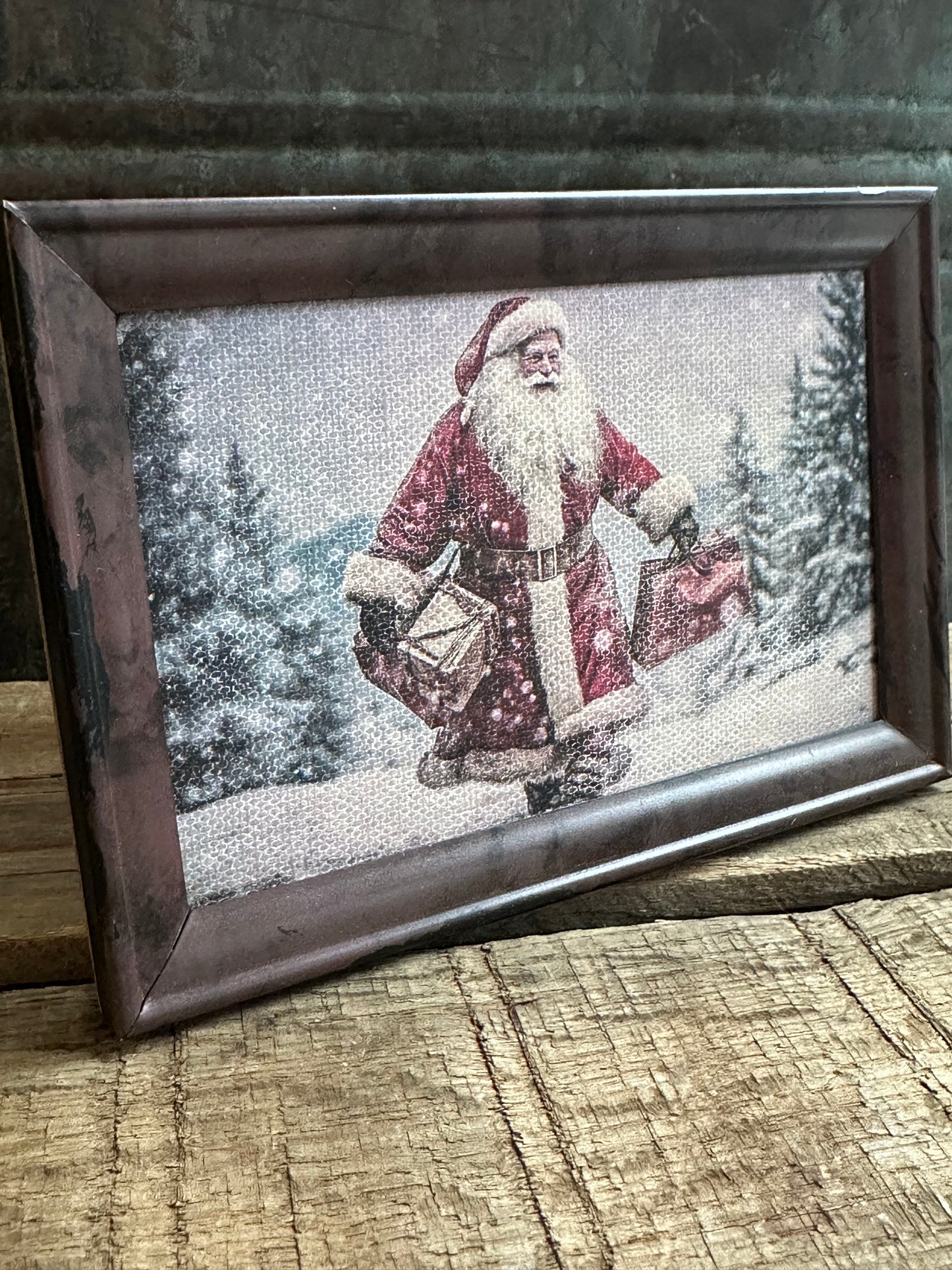 Winter Scene Santa Framed Canvas