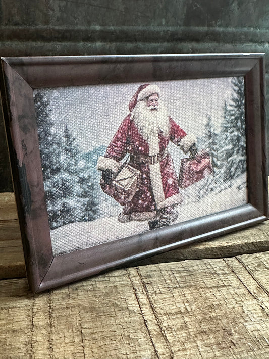 Winter Scene Santa Framed Canvas