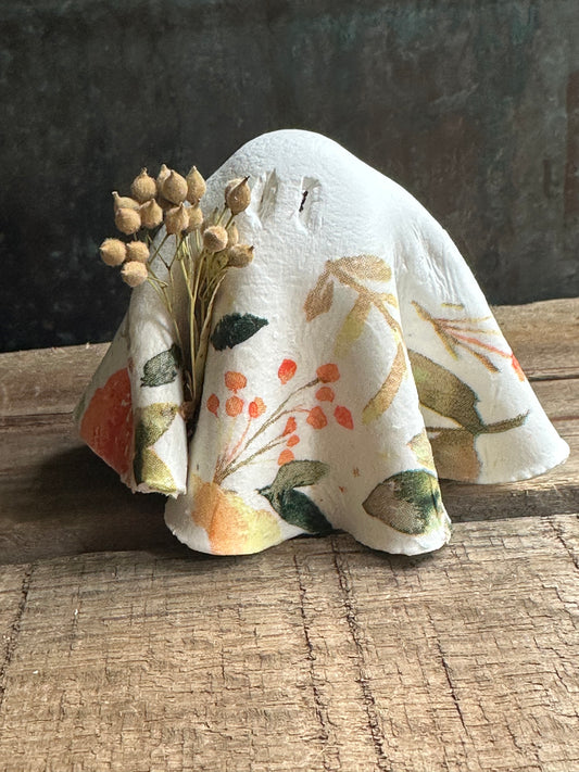 Clay Decoupaged Ghost