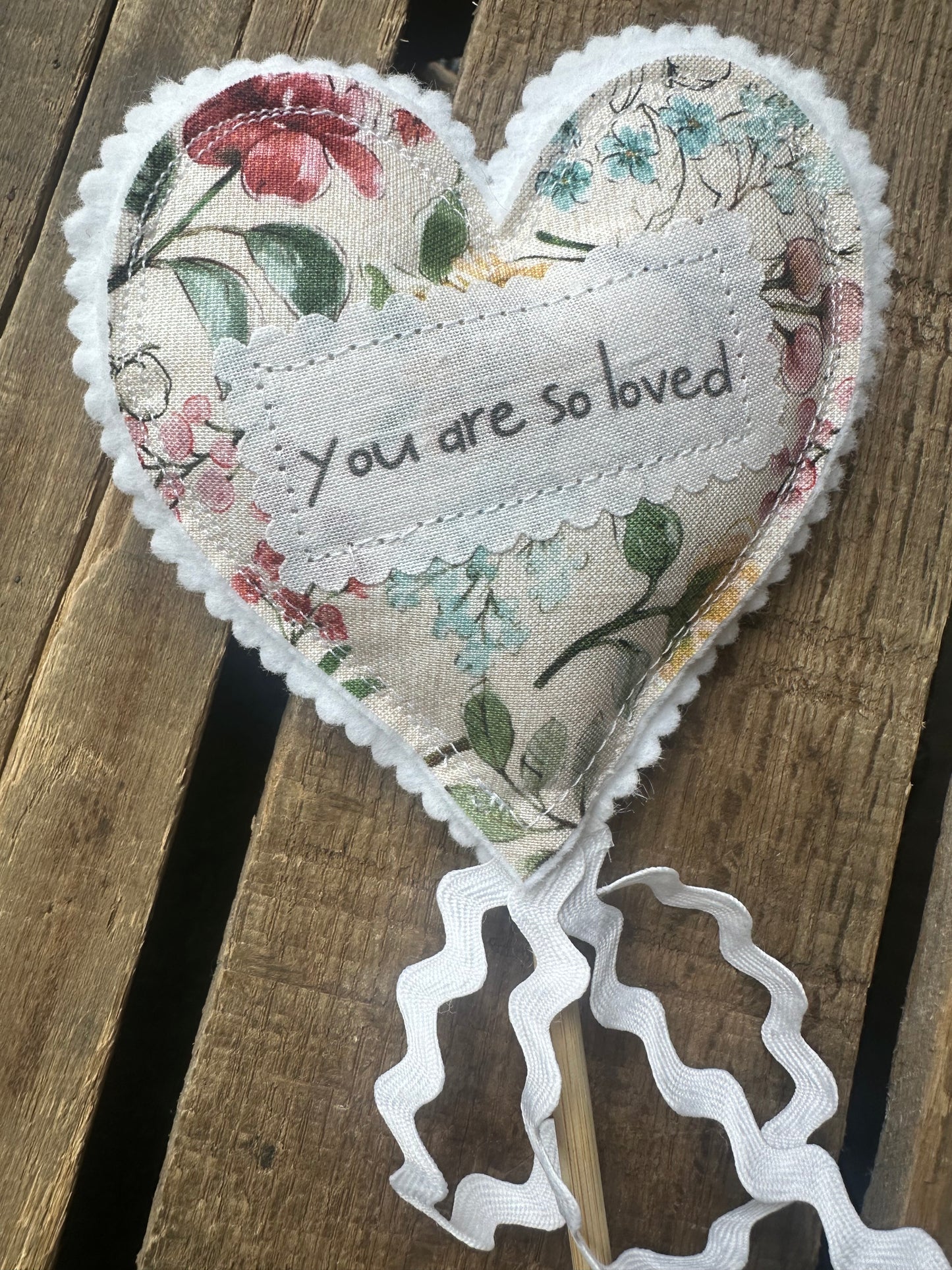 Fun YOU ARE SO LOVED Stuffed Heart pick
