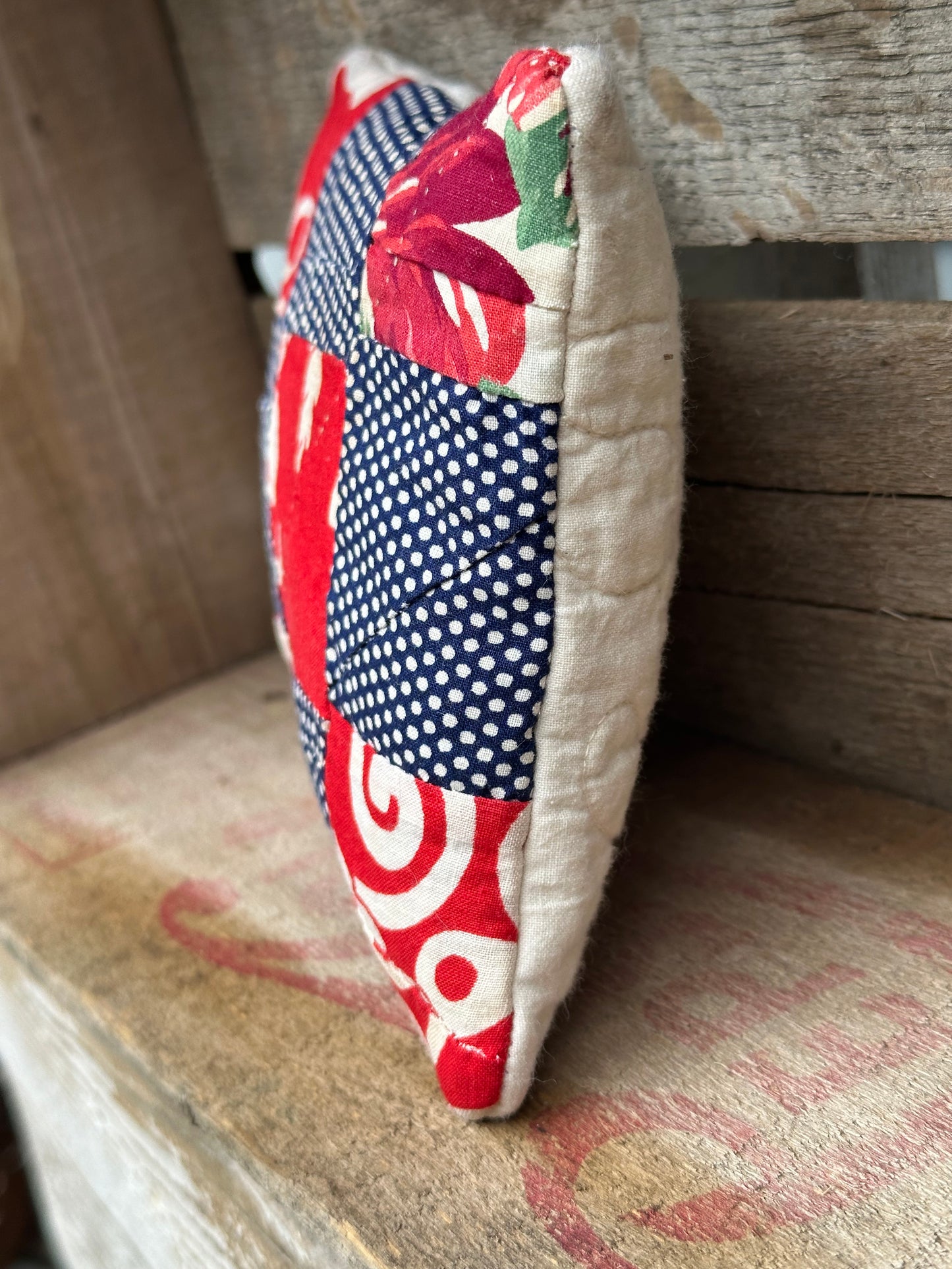 VERY OLD Cutter Quilt Shelf Pillow