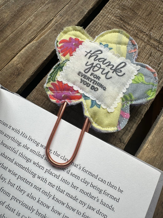 Flower Clip + Patch Bookmark