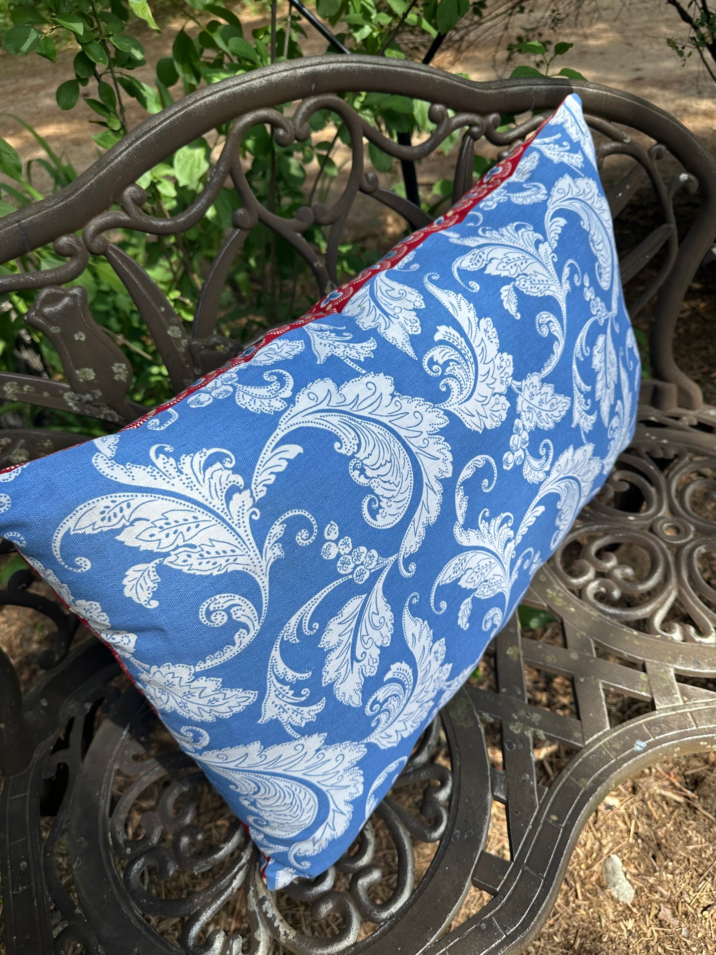 Patriotic RWB Floral Pillow LARGE