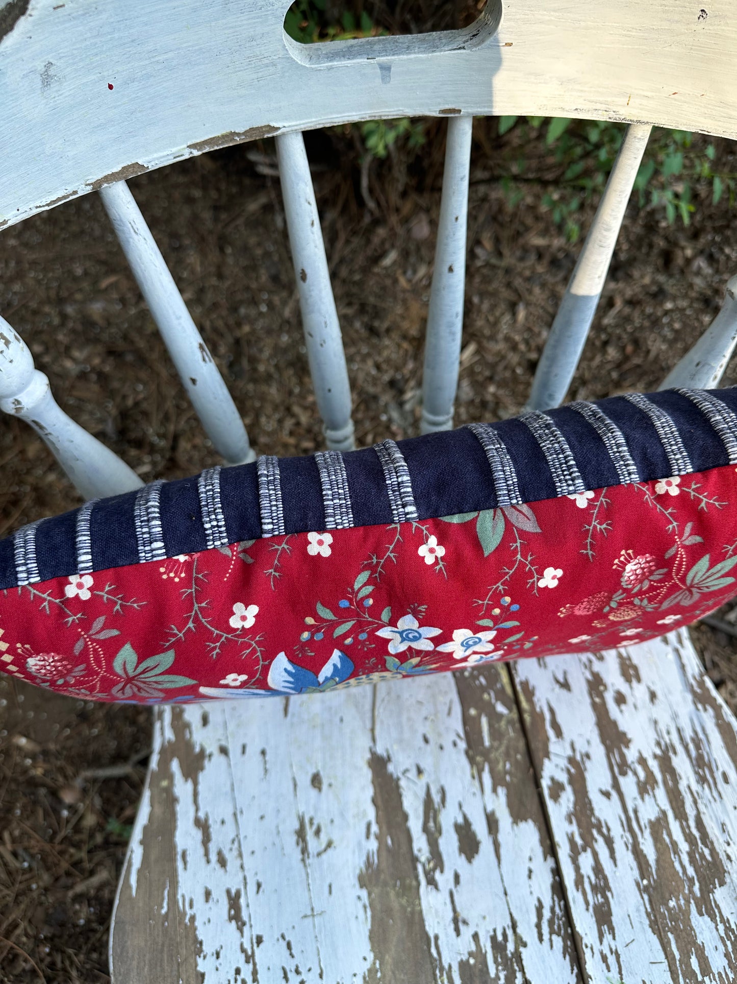 Patriotic RWB Floral Pillow