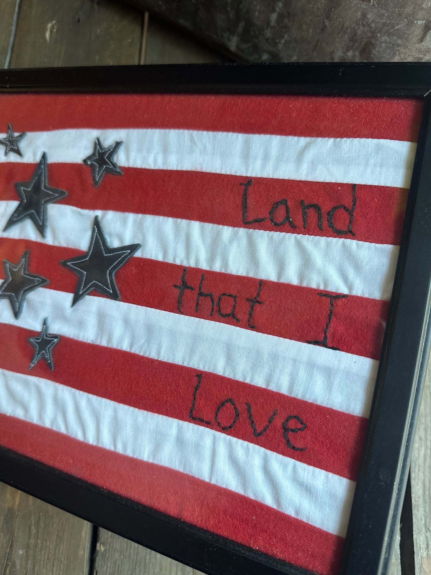 Patriotic Framed Sampler Hand Stitched