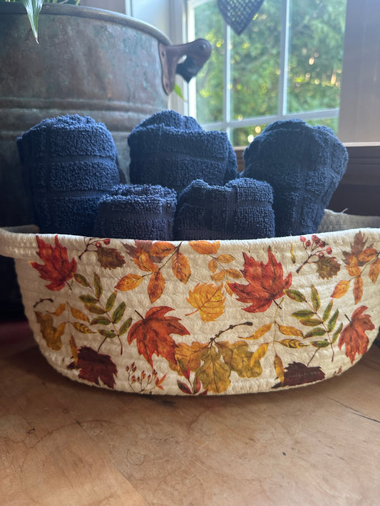 Cotton Woven Basket Decoupaged Fall