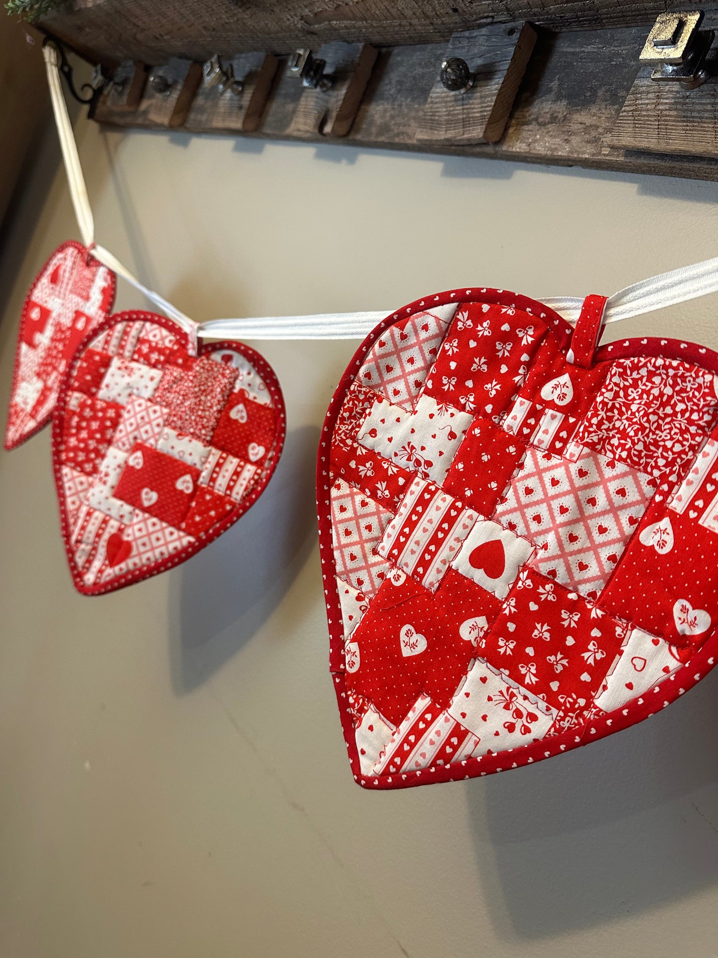 BANNER Recycled Handmade Potholder Hearts: 62” long