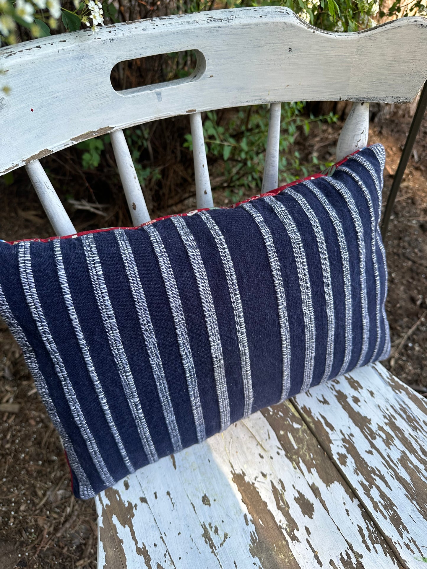 Patriotic RWB Floral Pillow