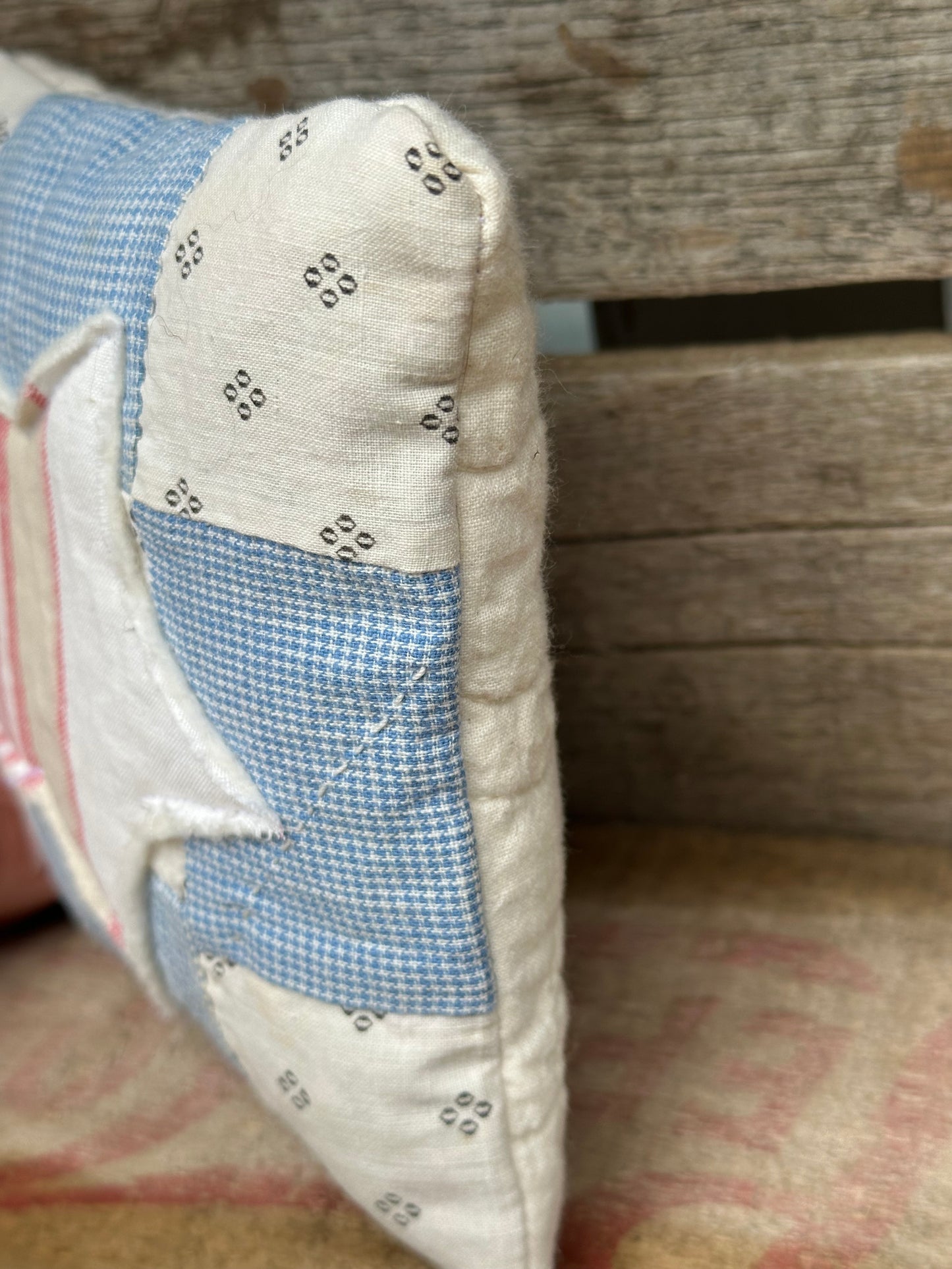 VERY OLD Cutter Quilt Shelf Pillow Layered Star