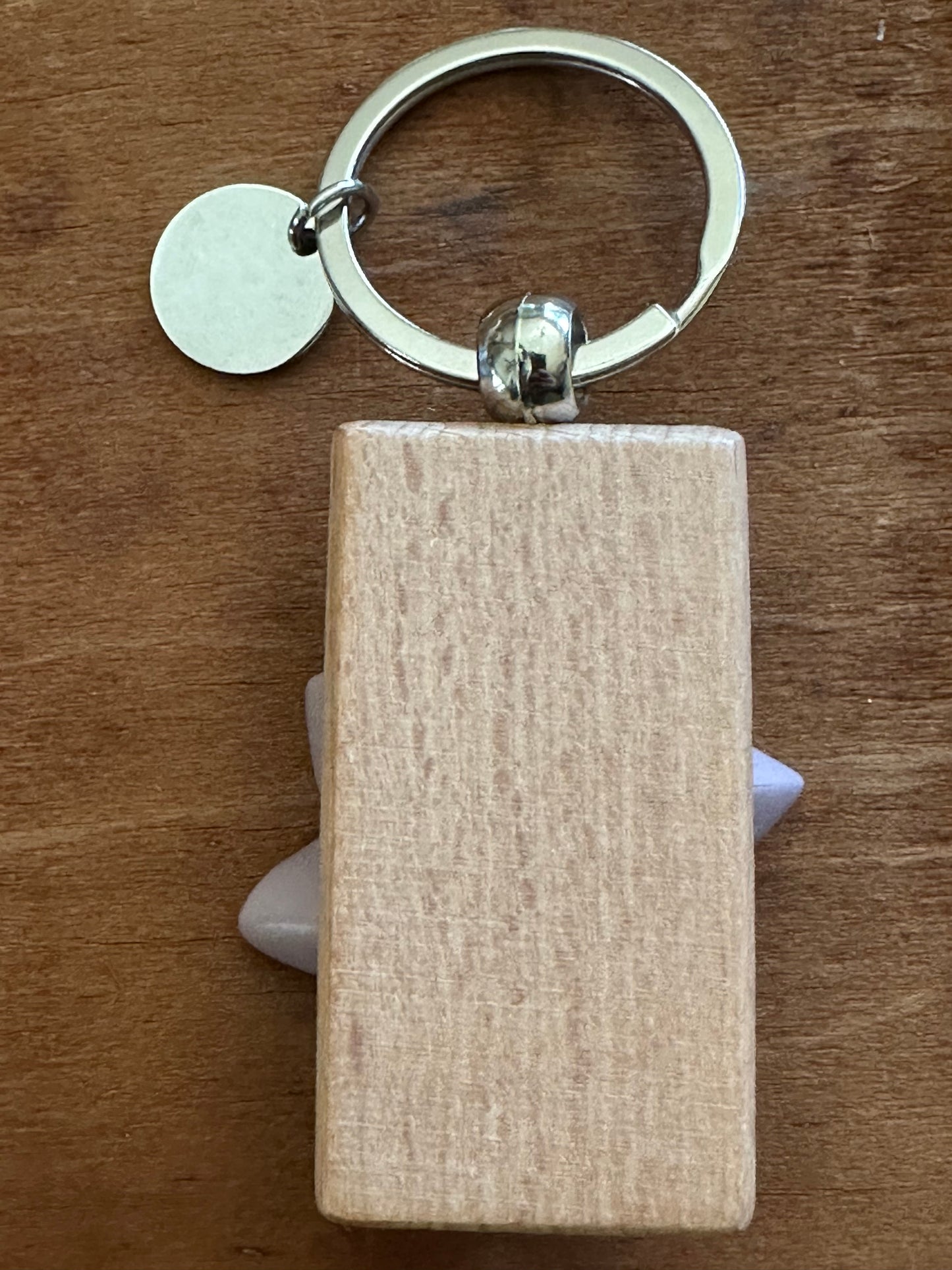 Repurposed Purple resin flower THANK YOU keychain