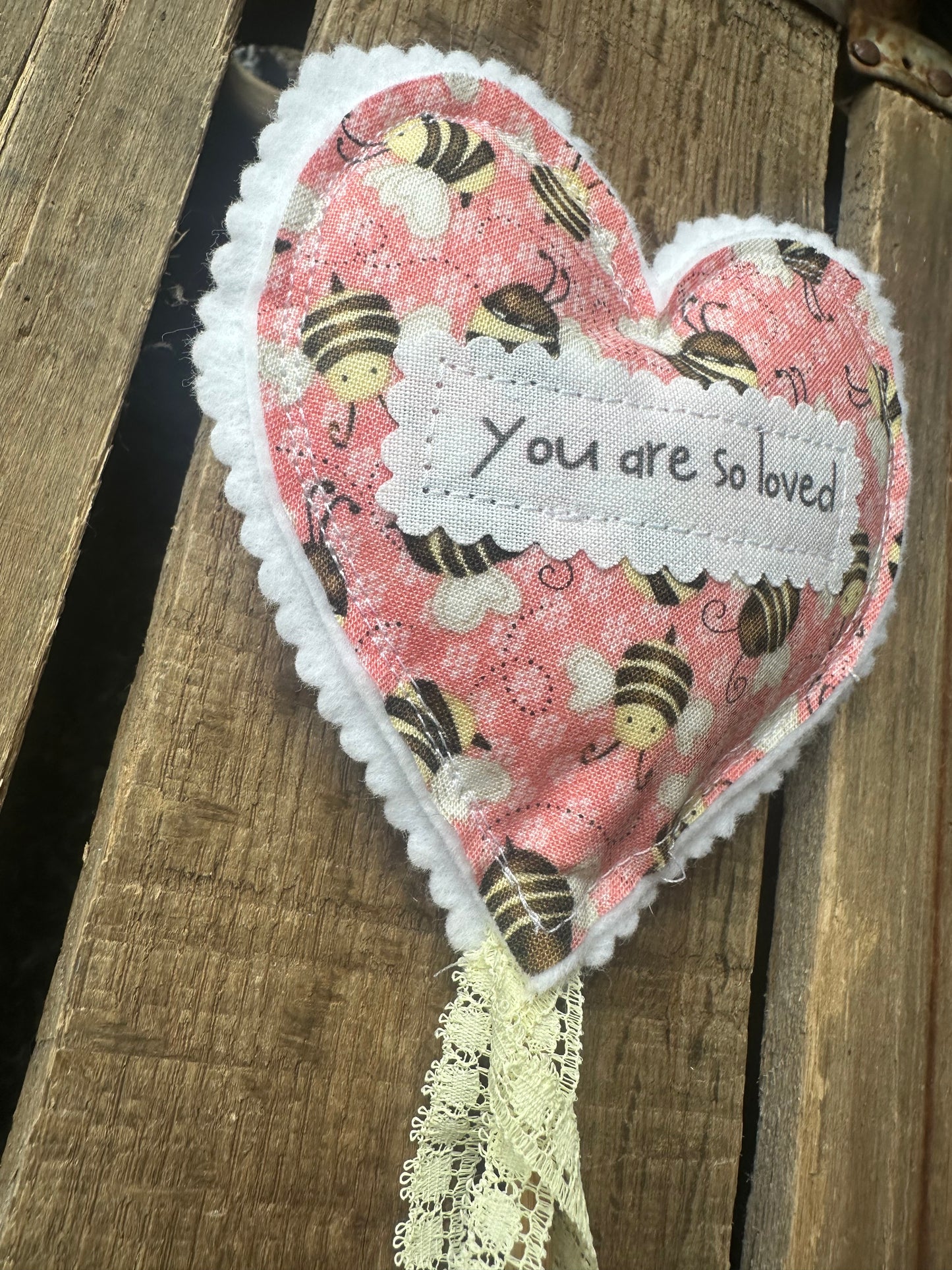 Fun YOU ARE SO LOVED Stuffed Heart pick