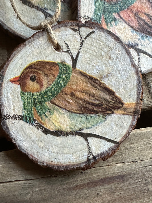 Ornament: Bird Green Scarf