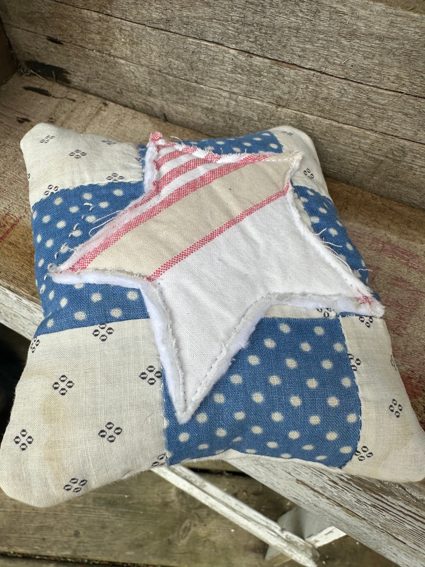 VERY OLD Cutter Quilt Shelf Pillow Layered Star