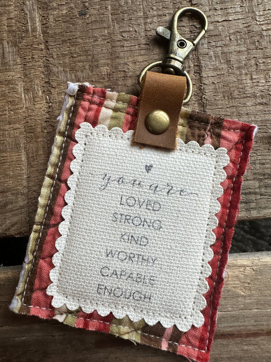 Loved, Strong, Kind, Worthy, Capable, Enough | Vintage Quilt Bag Tag