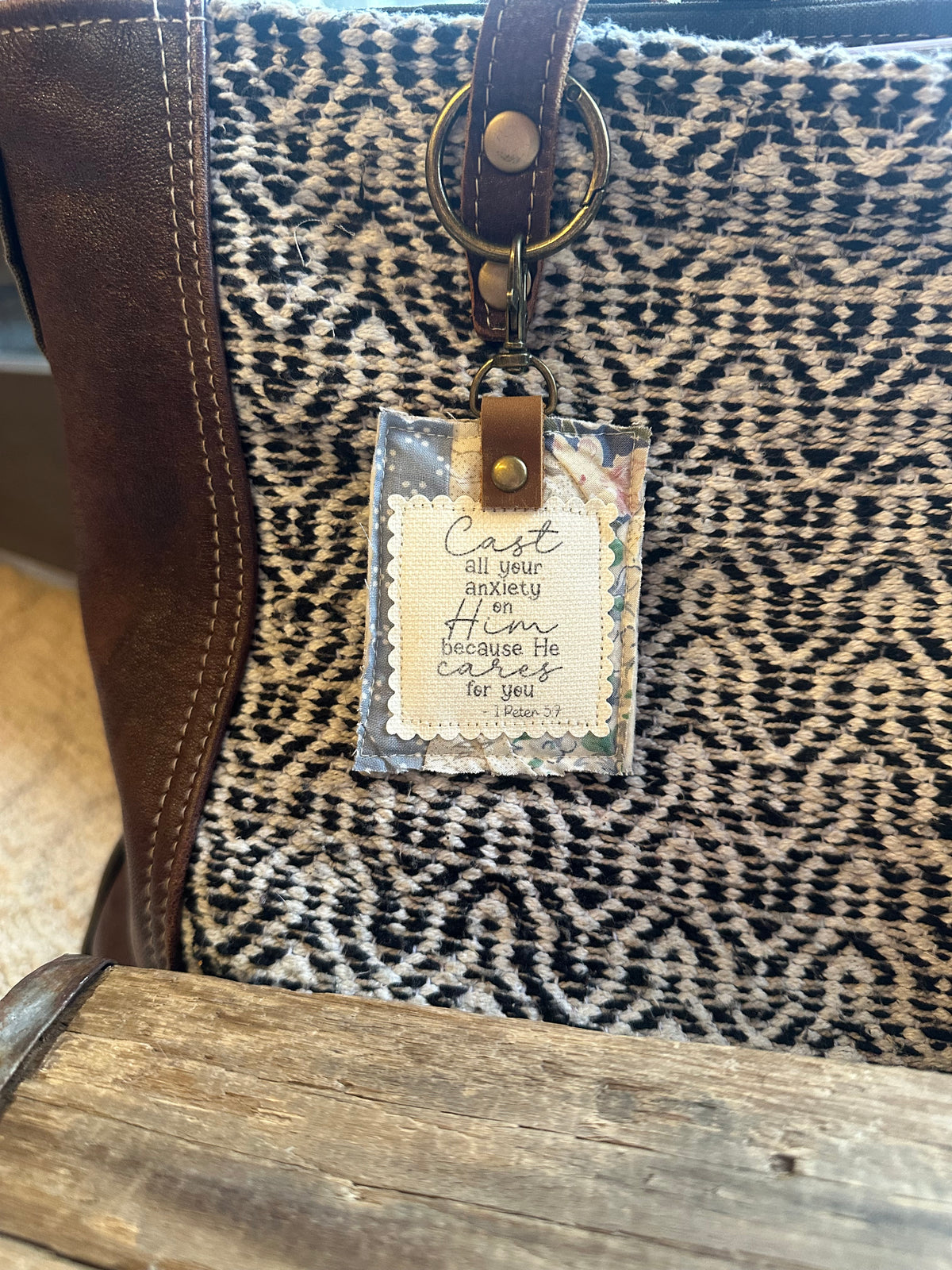 Cast All Your Anxiety on Him | Vintage Quilt Bag Tag