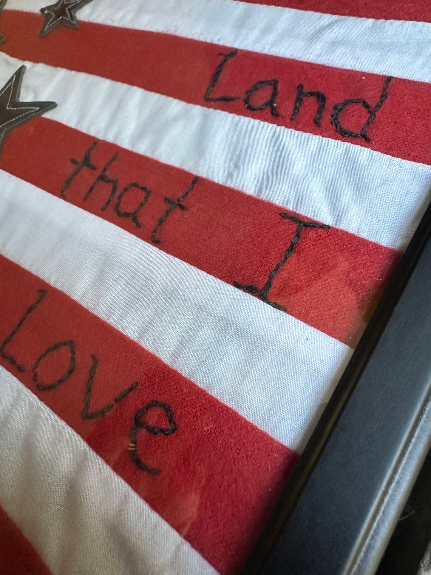 Patriotic Framed Sampler Hand Stitched