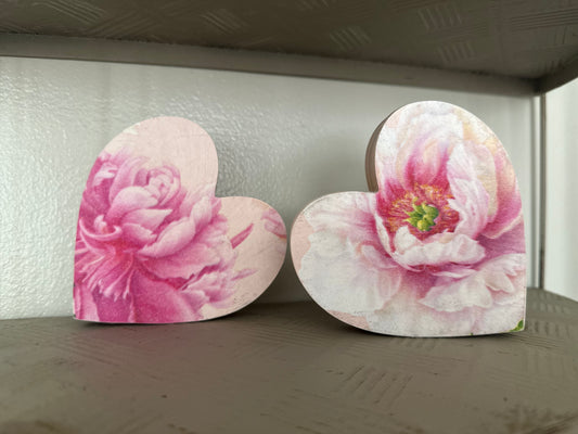 Wood Heart Shelf Sitter Set